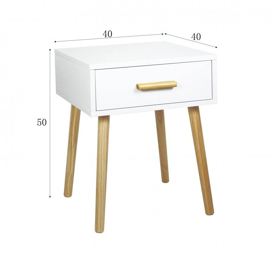 Woodluv Modern Drawer Bedside MDF Storage Unit With 4 Wooden Legs