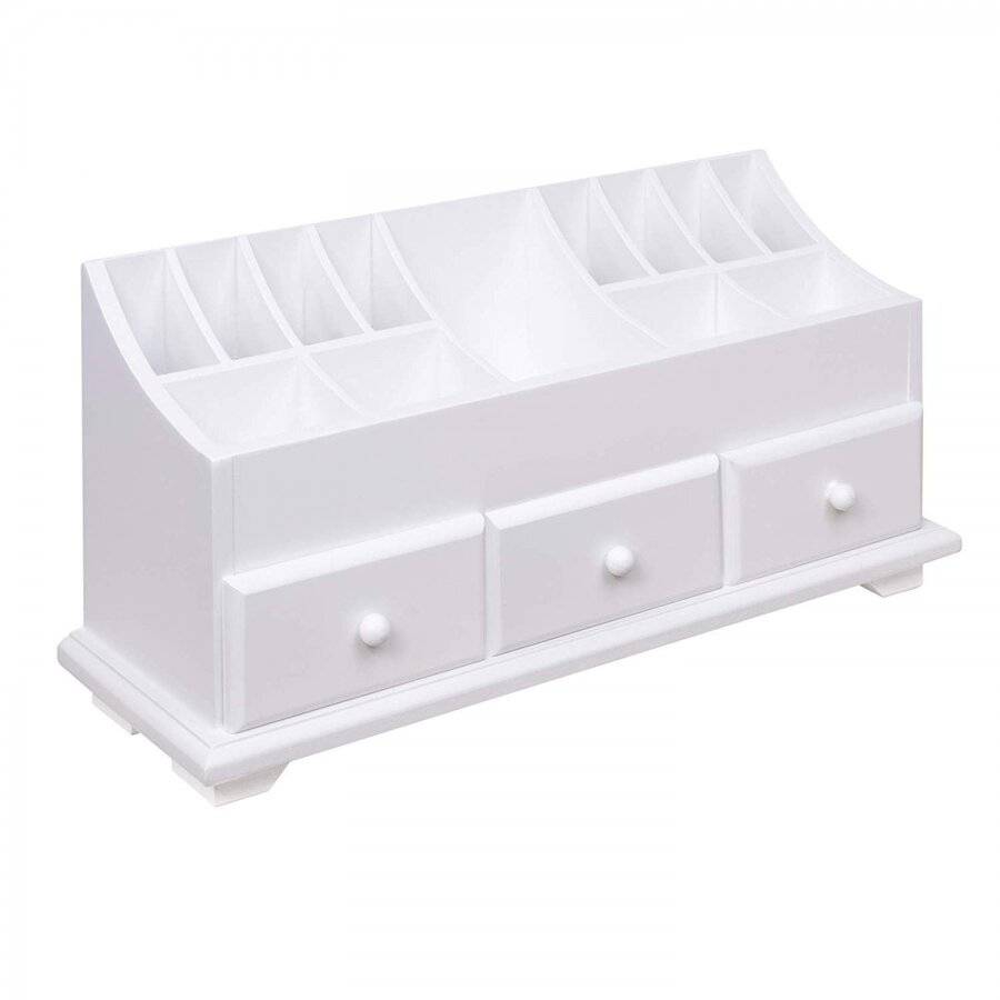 Woodluv Multi Purpose 13 Section Cosmetic Caddy With 3 Drawers