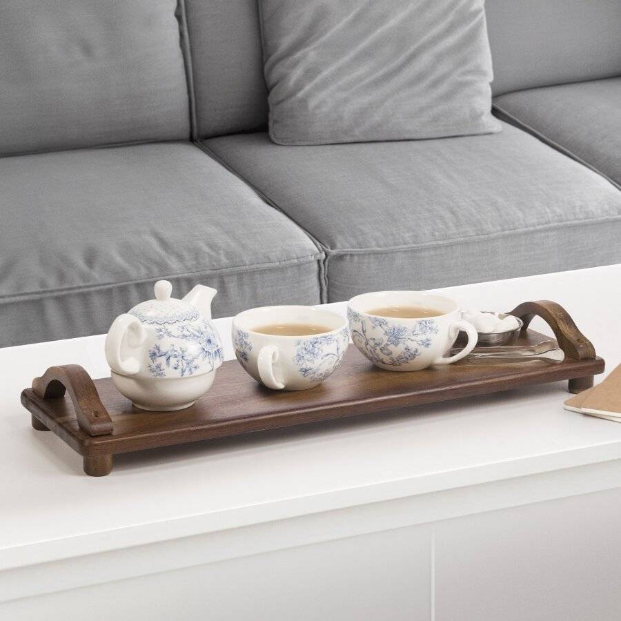 Woodluv Multi-purpose Acacia Wood Serving Tray, 55 x 17 x 7.8 cm