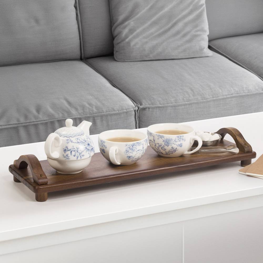 Woodluv Multi-purpose Acacia Wood Serving Tray, 55 x 17 x 7.8 cm
