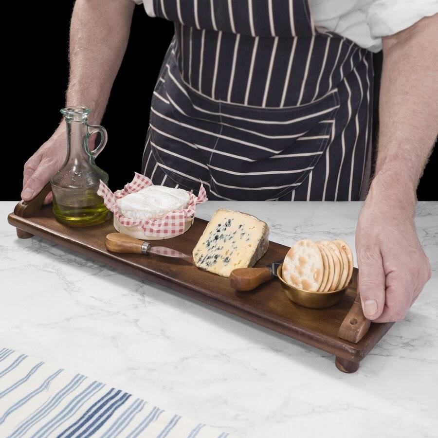 Woodluv Multi-purpose Acacia Wood Serving Tray, 55 x 17 x 7.8 cm