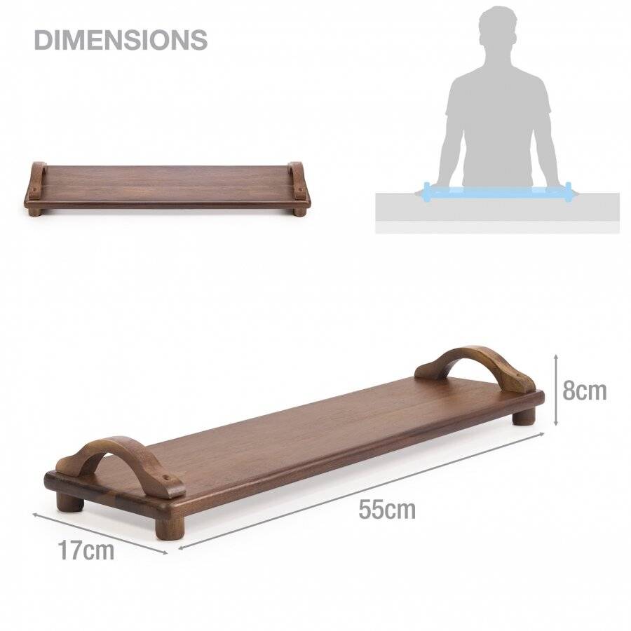 Woodluv Multi-purpose Acacia Wood Serving Tray, 55 x 17 x 7.8 cm