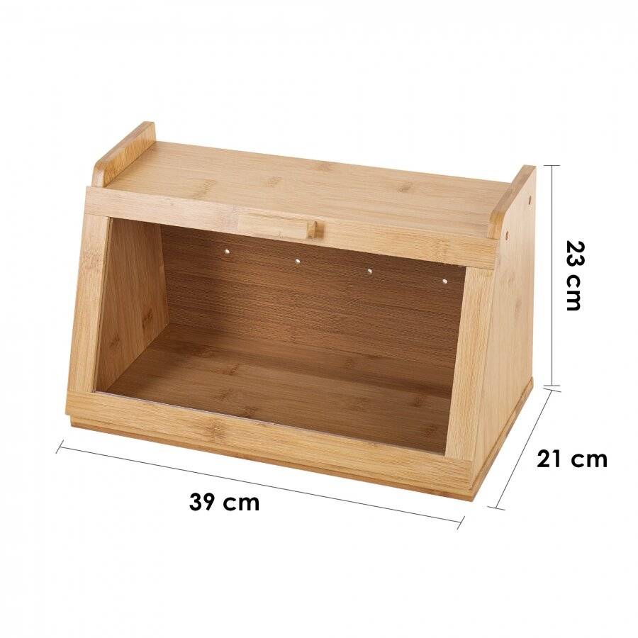 Woodluv Multi-Purpose Bamboo Bread Bin with Clear Acrylic Lid, Natural
