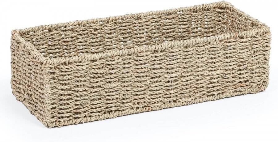 Woodluv Multipurpose Handwoven Seagrass Rectangular Storage Basket