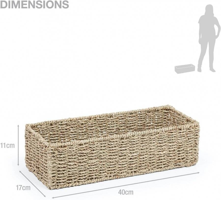 Woodluv Multipurpose Handwoven Seagrass Rectangular Storage Basket