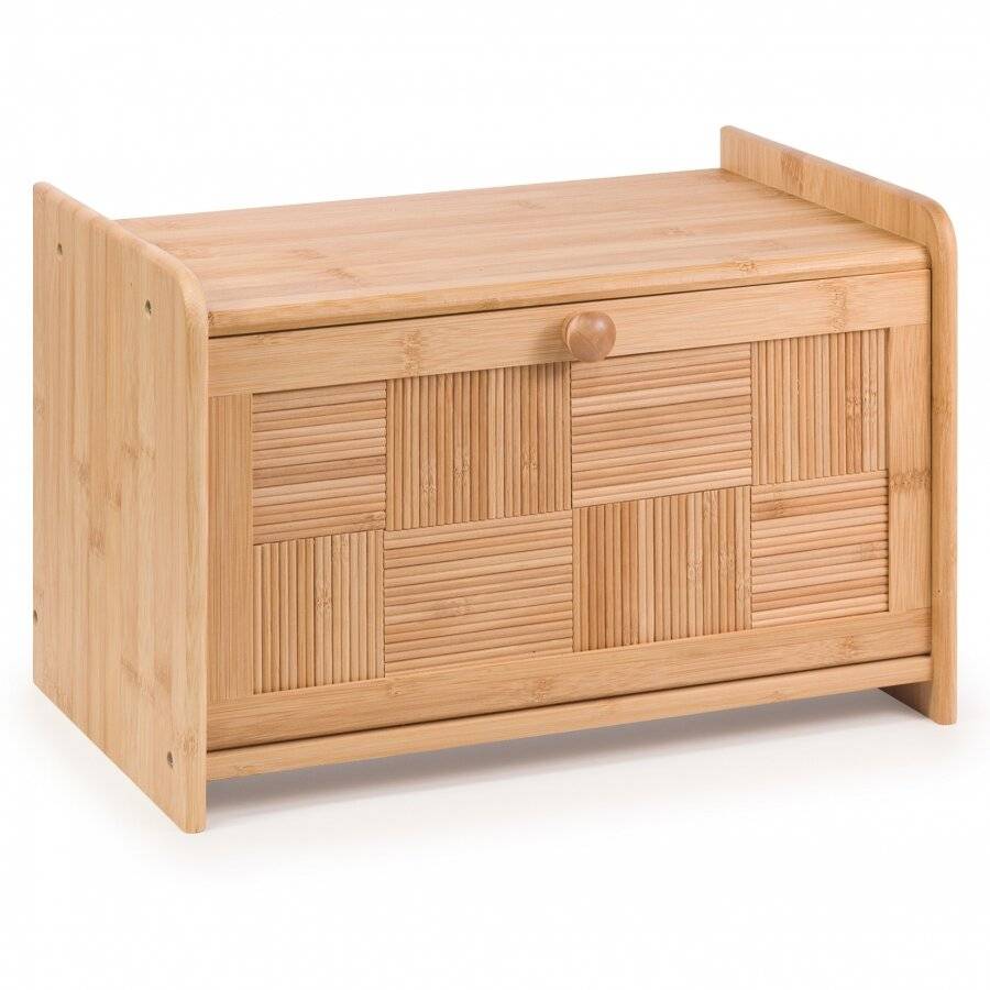 Elegant Front Drop Down Lid Natural Bamboo Bread Storage Bin