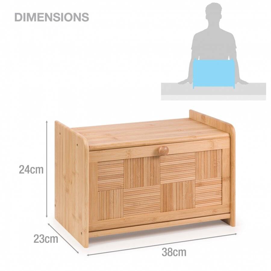 Elegant Front Drop Down Lid Natural Bamboo Bread Storage Bin