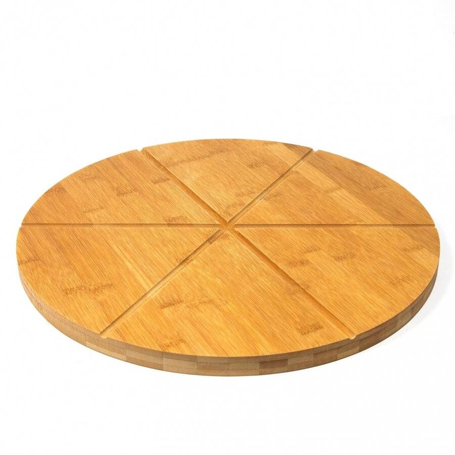 Woodluv Natural Bamboo Pizza Cutting Board With 6 Grooves - 15.7"