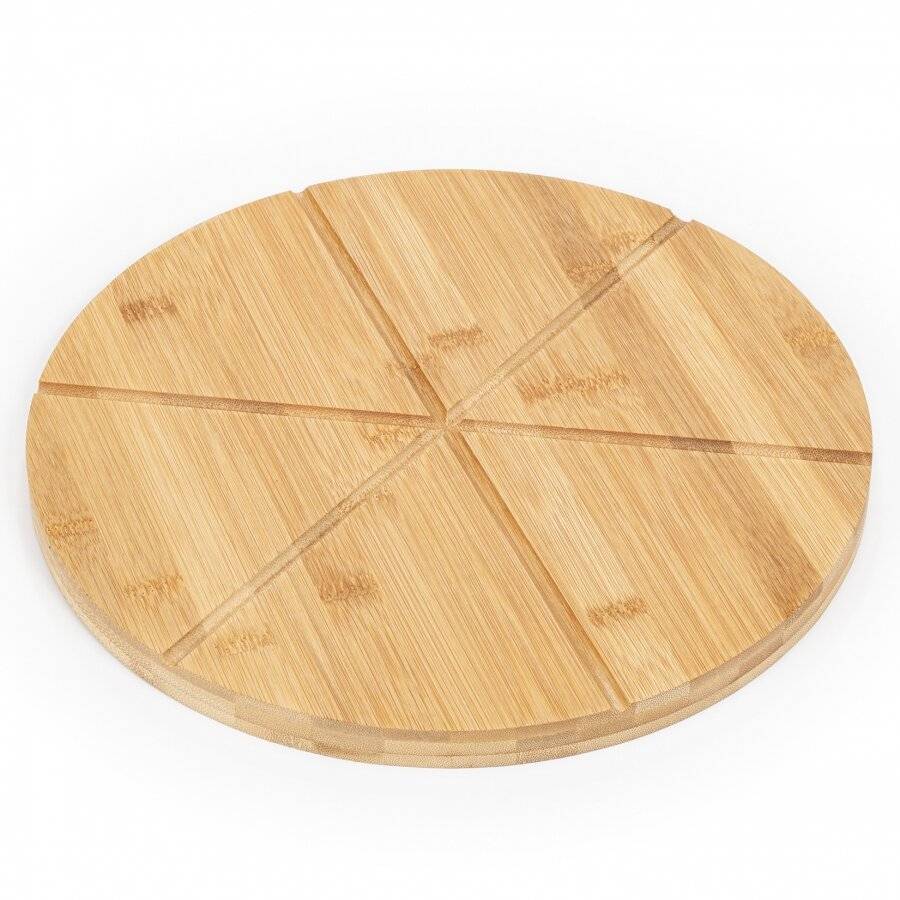 Woodluv Natural Bamboo Pizza Cutting Board With 6 Grooves