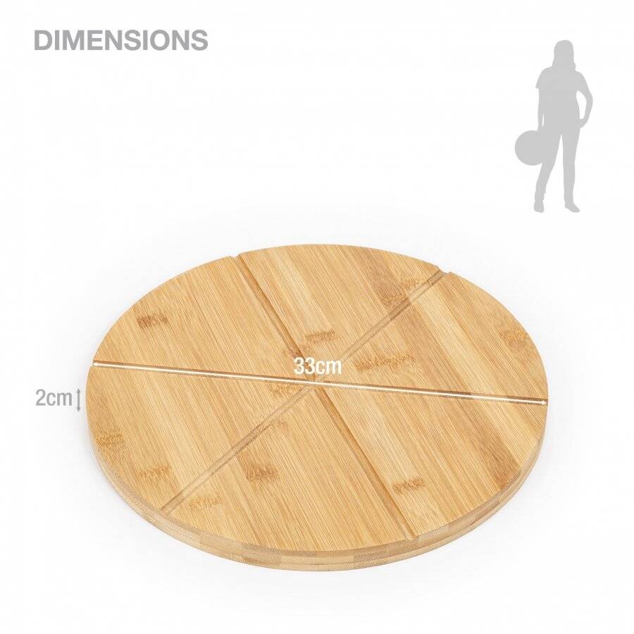 Woodluv Natural Bamboo Pizza Cutting Board With 6 Grooves
