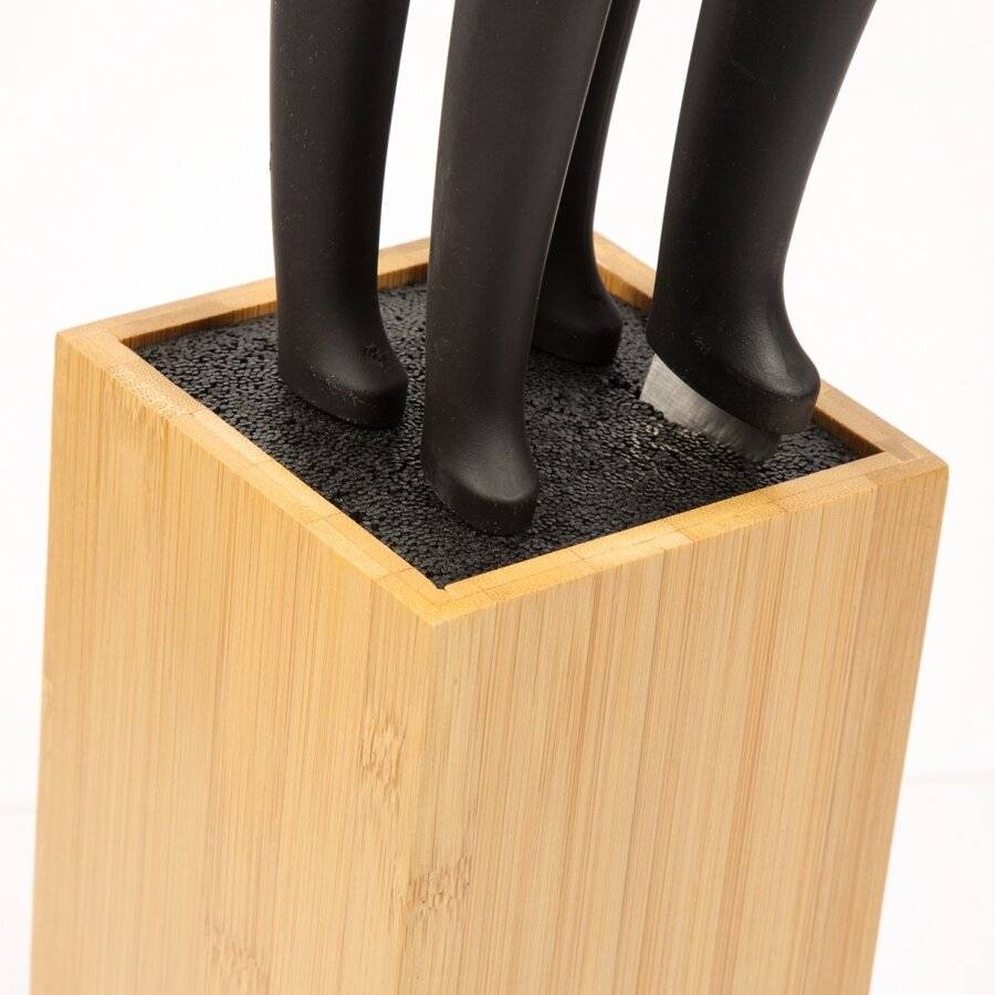 Woodluv Natural Bamboo Wood Knife Block Set