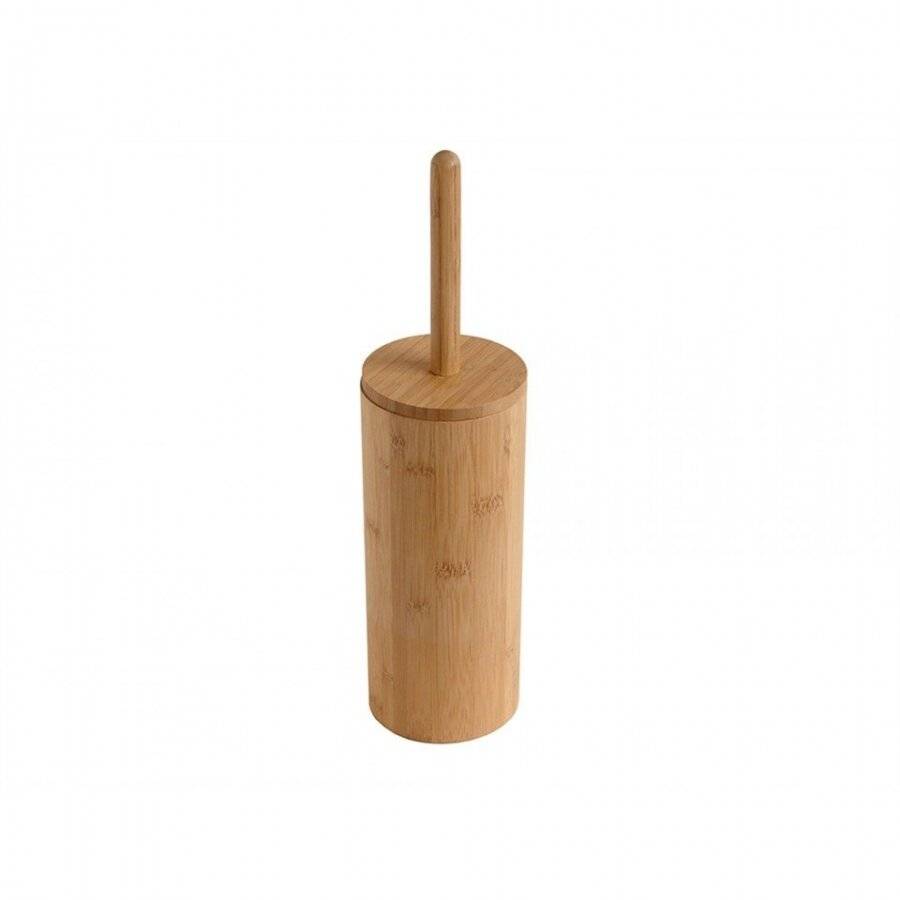 Woodluv Natural Bamboo Wood Toilet Brush & Holder - Round