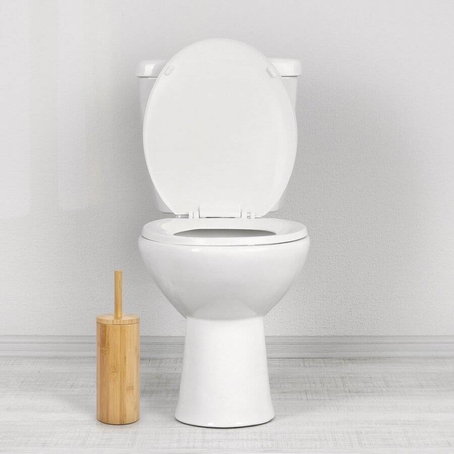 Woodluv Natural Bamboo Wood Toilet Brush & Holder - Round