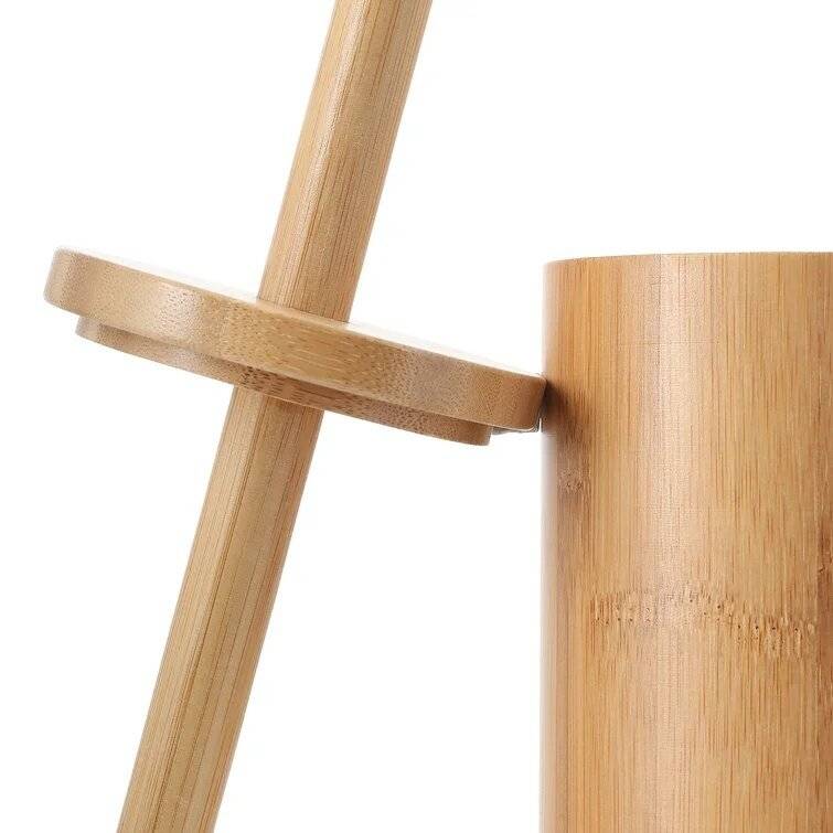 Woodluv Natural Bamboo Wood Toilet Brush & Holder - Round