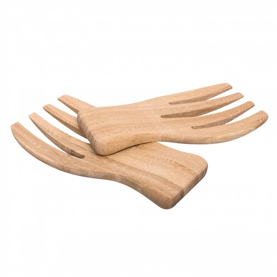Woodluv Natural Bamboo Wooden Salad Servers For pasta and Salads