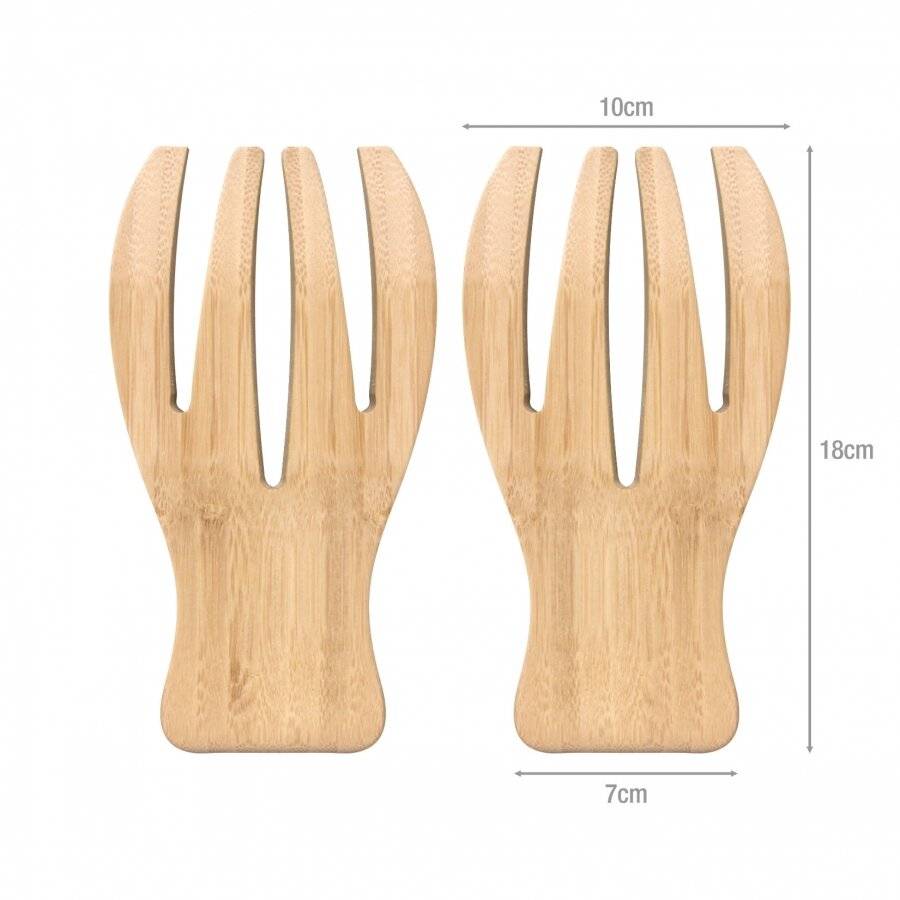 Woodluv Natural Bamboo Wooden Salad Servers For pasta and Salads