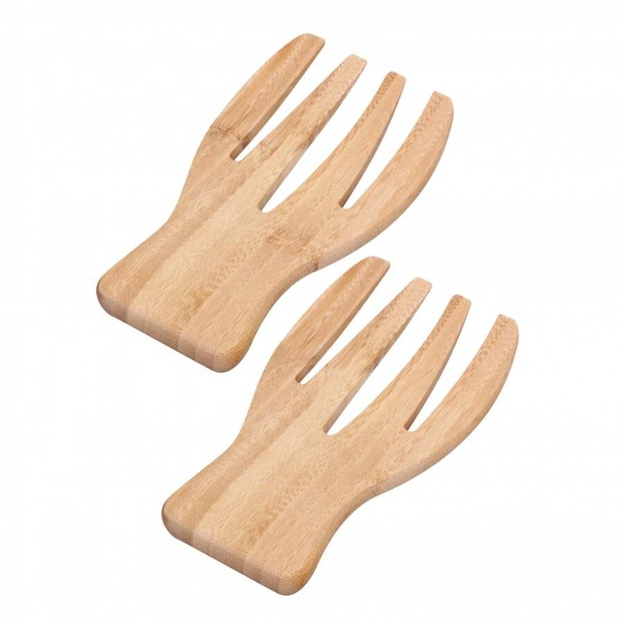 Woodluv Natural Bamboo Wooden Salad Servers For pasta and Salads