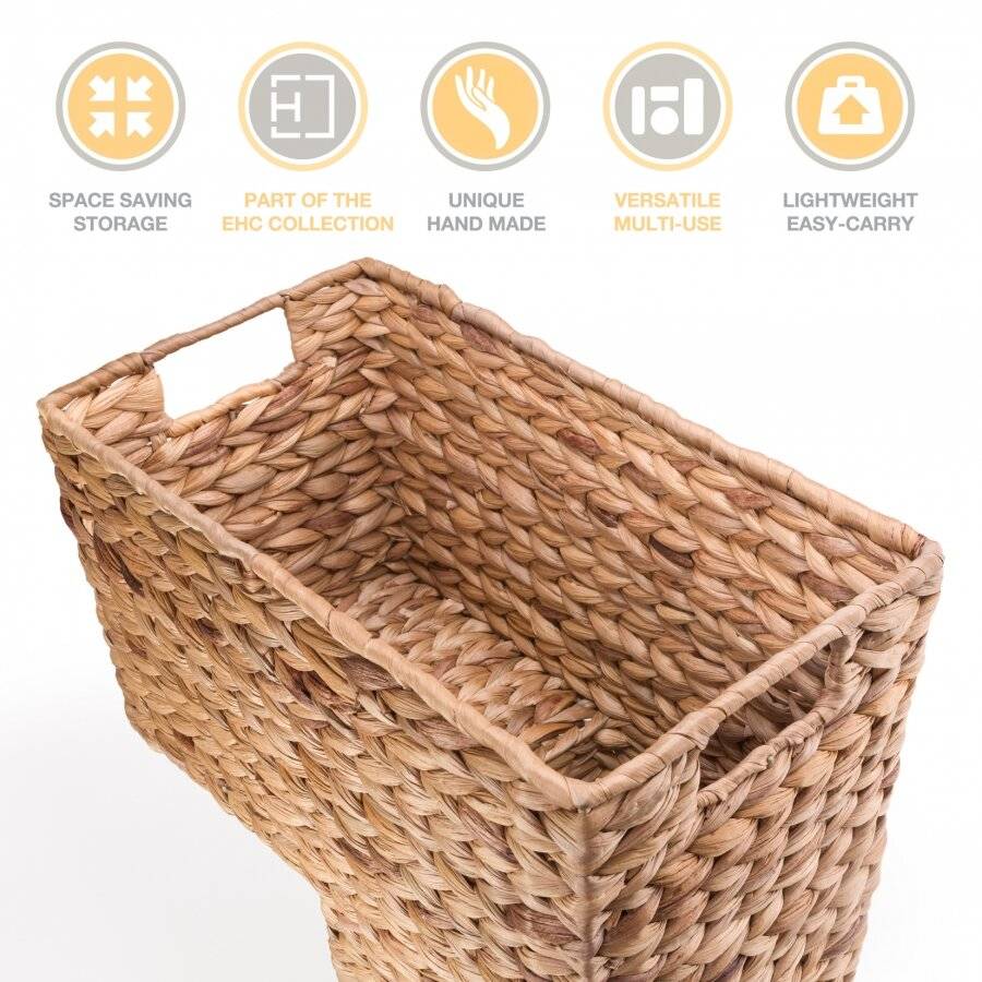 Woodluv Natural Large Water Hyacinth Step Basket With Inset Handles