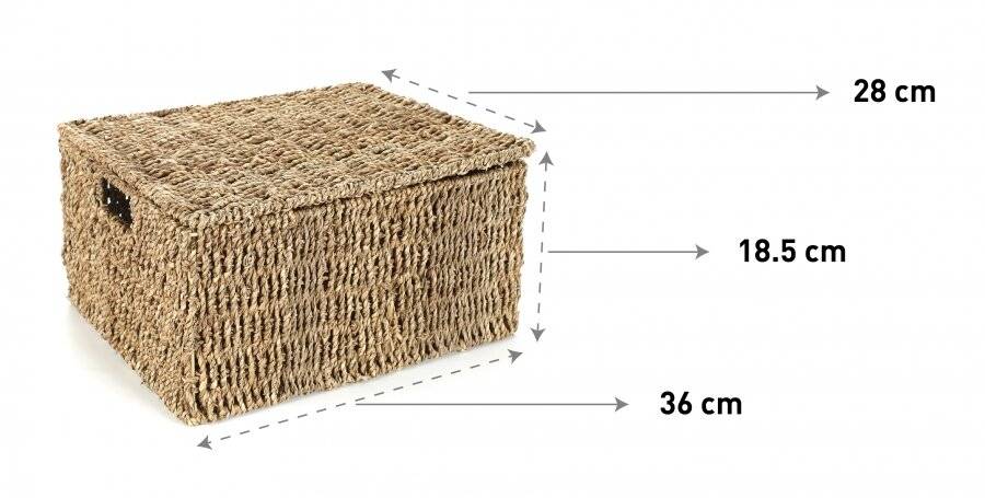 Woodluv Natural Seagrass Storage Basket With Lid, Extra Large