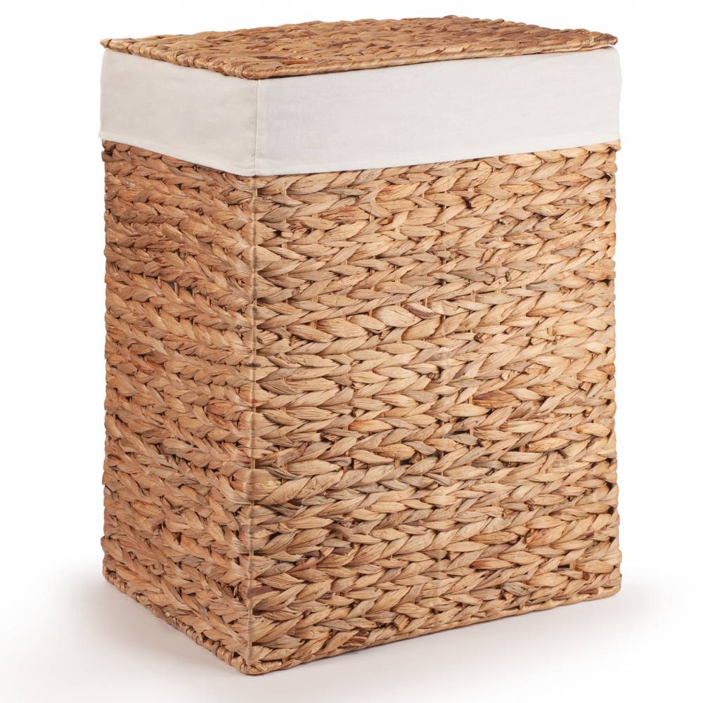 Woodluv Water Hyacinth Laundry Storage Basket With Lining - Large