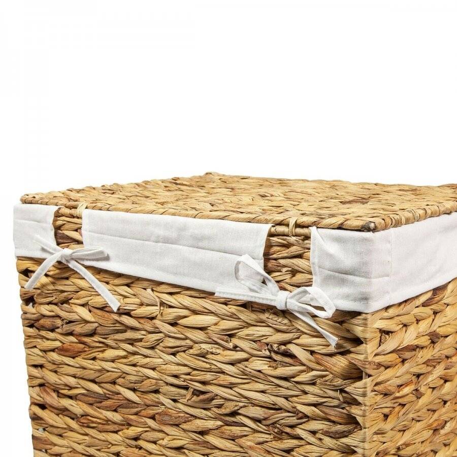 Woodluv Water Hyacinth Laundry Storage Basket With Lining - Large