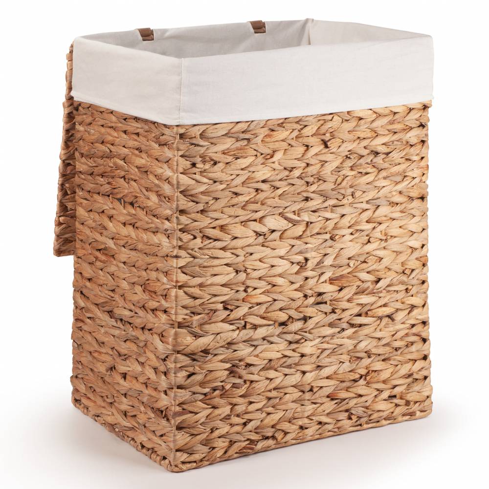Woodluv Water Hyacinth Laundry Storage Basket With Lining - Large
