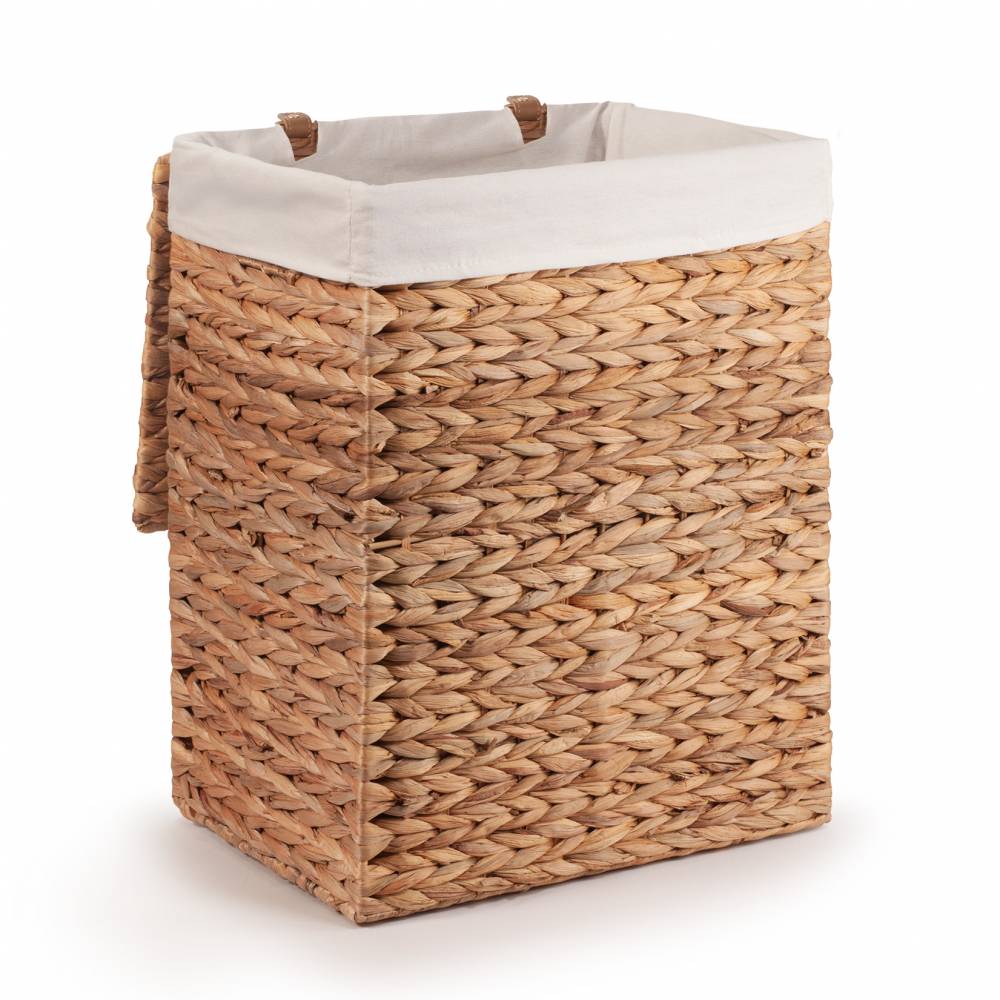 Woodluv Water Hyacinth Laundry Storage Basket With Lining - Medium