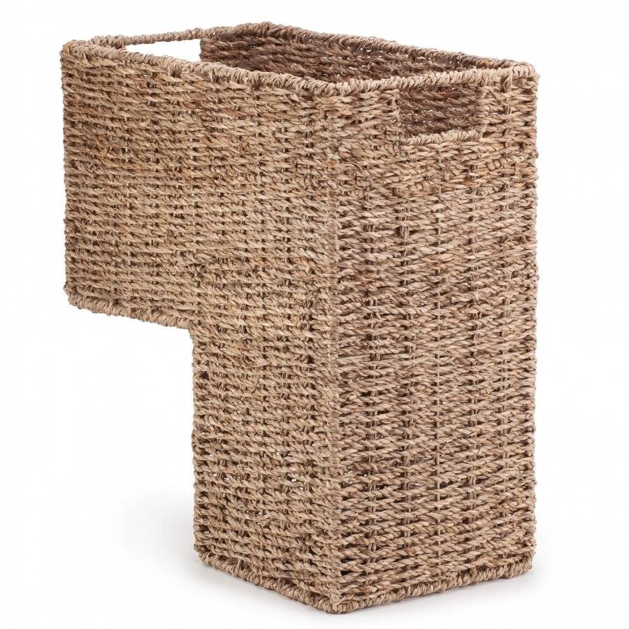Woodluv Natural Woven Large Seagrass Step Basket With Inset Handles