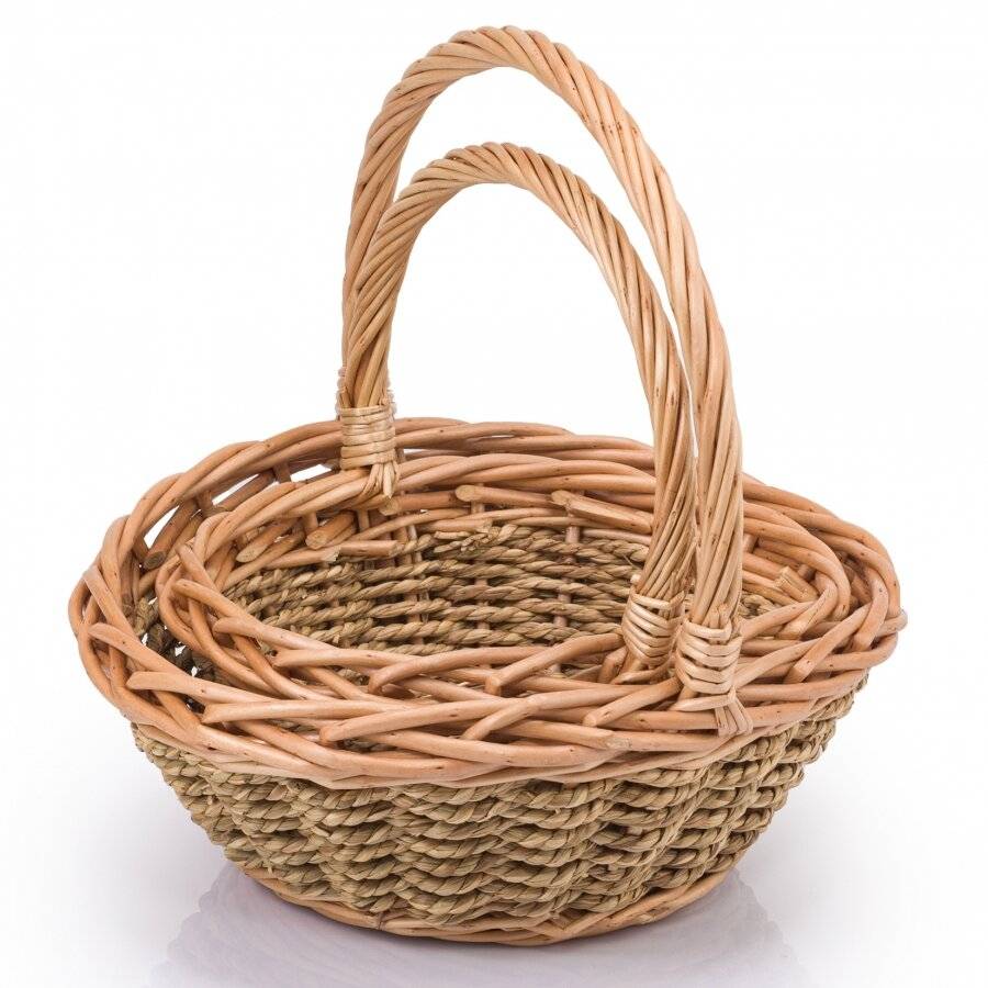 Woodluv Natural Woven Set of 2 Wicker & Seagrass Storage Baskets