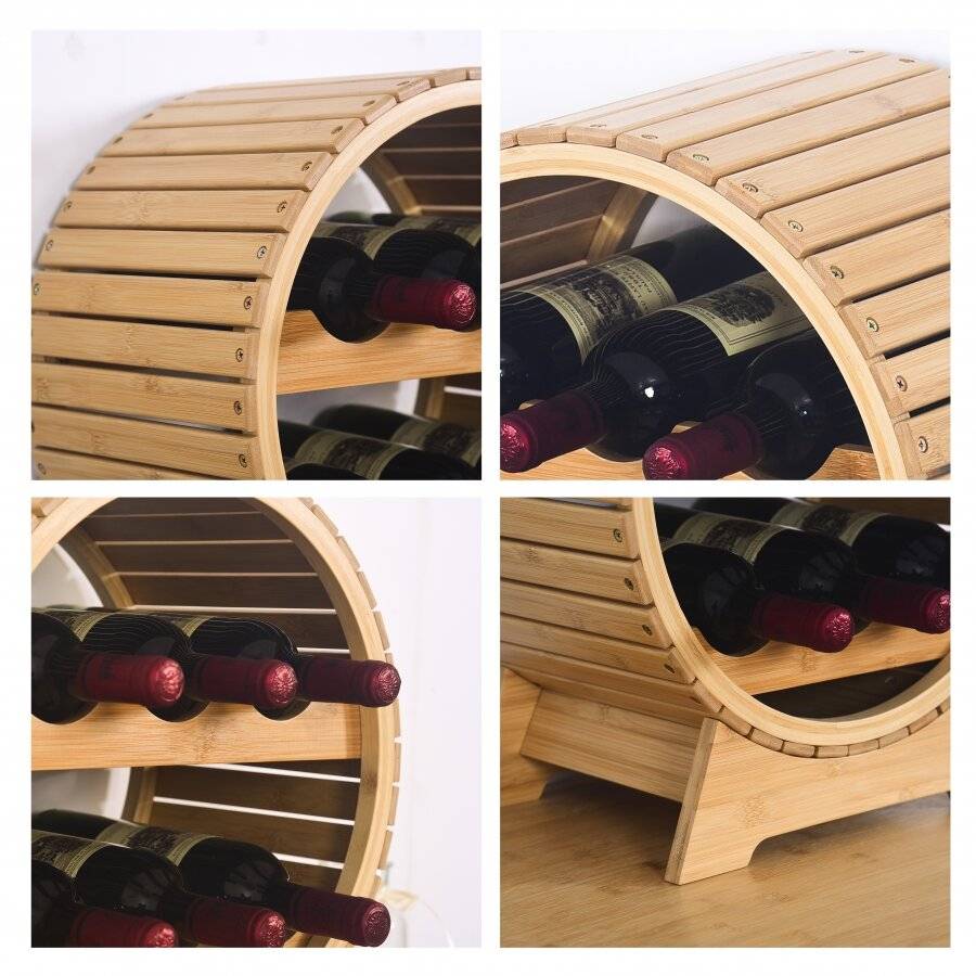 Woodluv Oval Freestanding Bamboo Wine Rack
