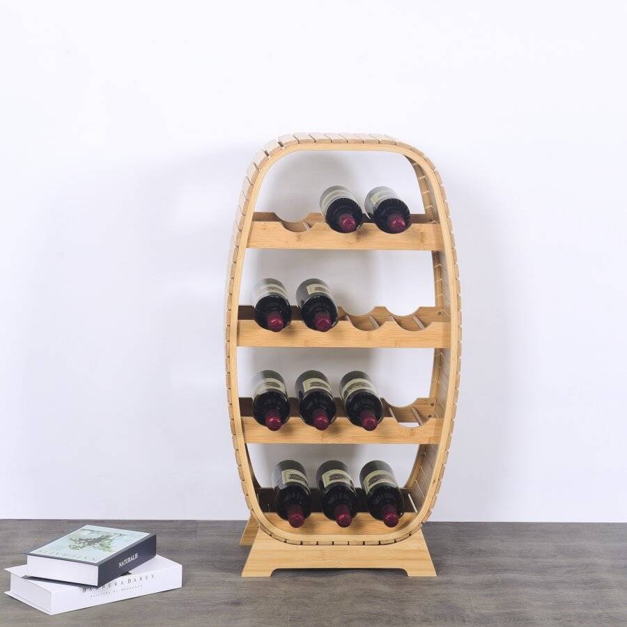 Woodluv Oval Freestanding Bamboo Wine Rack