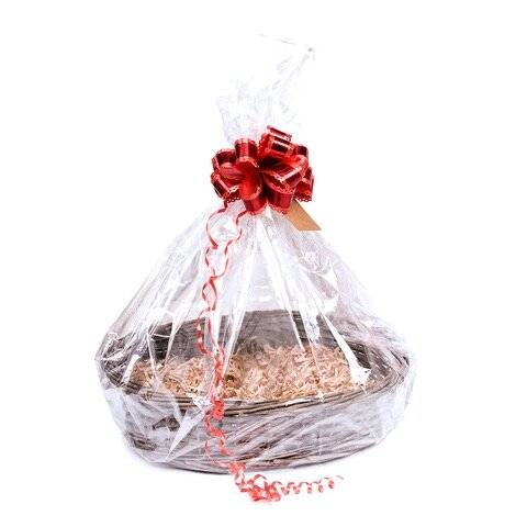 Woodluv Wicker Basket with Create Your Own Gift Hamper Kit, Oval, Grey