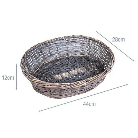 Woodluv Wicker Basket with Create Your Own Gift Hamper Kit, Oval, Grey