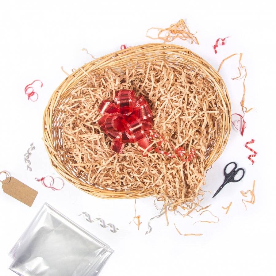 Woodluv Oval Create Your Own Gift Hamper Wicker Basket Kit - Natural