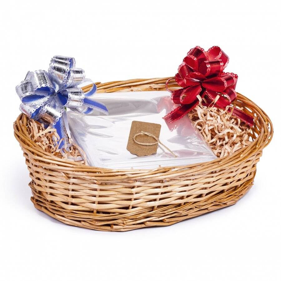 Woodluv Oval Create Your Own Gift Hamper Wicker Basket Kit - Natural