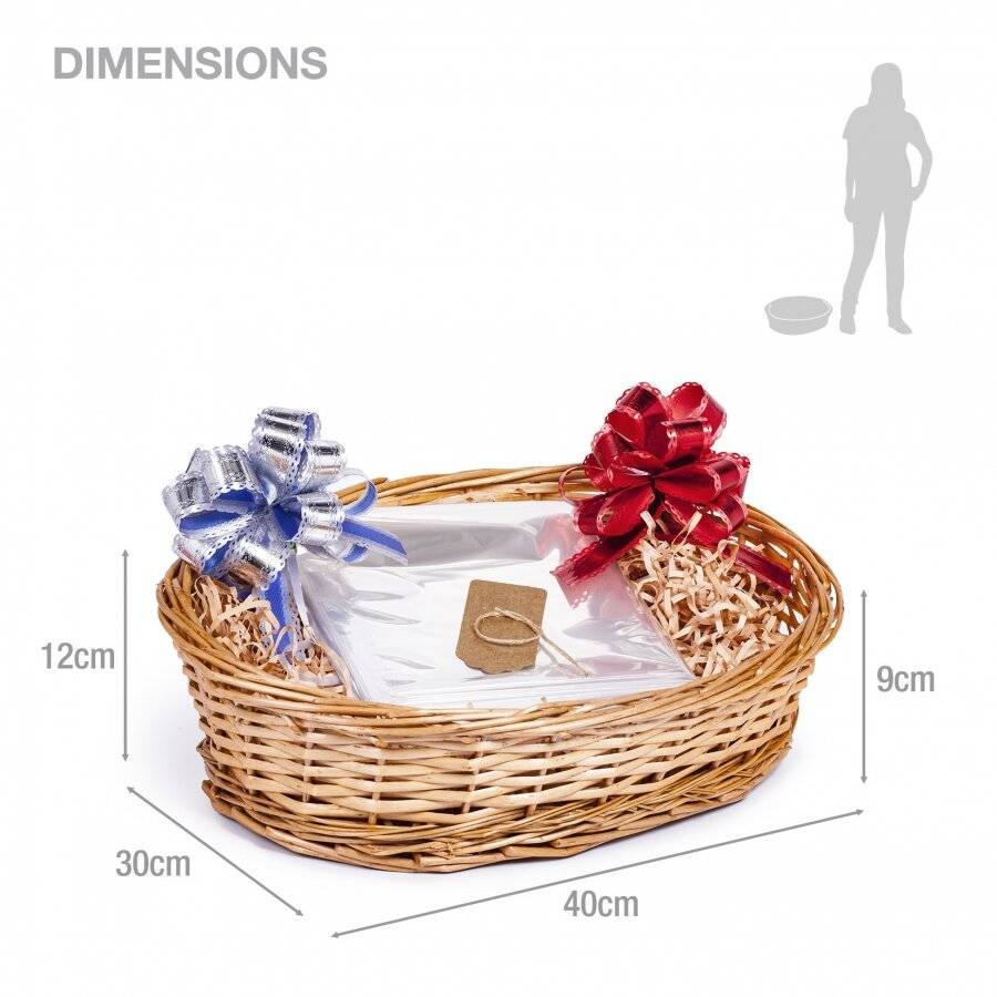 Woodluv Oval Create Your Own Gift Hamper Wicker Basket Kit - Natural