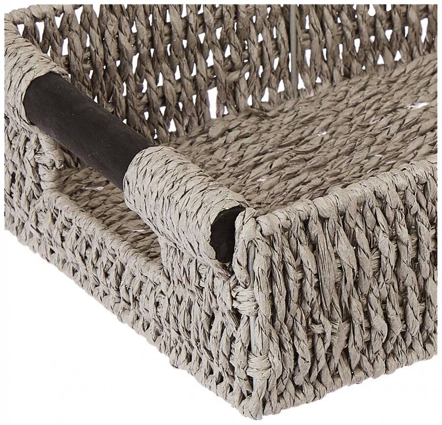 Woodluv Paper Rope Hamper Basket With Handle, Grey - Extra Large