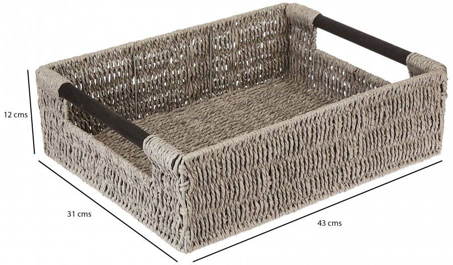 Woodluv Paper Rope Hamper Basket With Handle, Grey - Extra Large