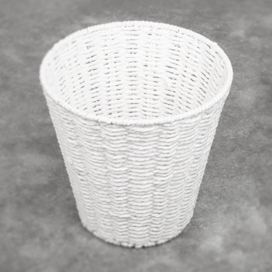 Woodluv Paper Rope Round Waste Paper Basket Bin - White