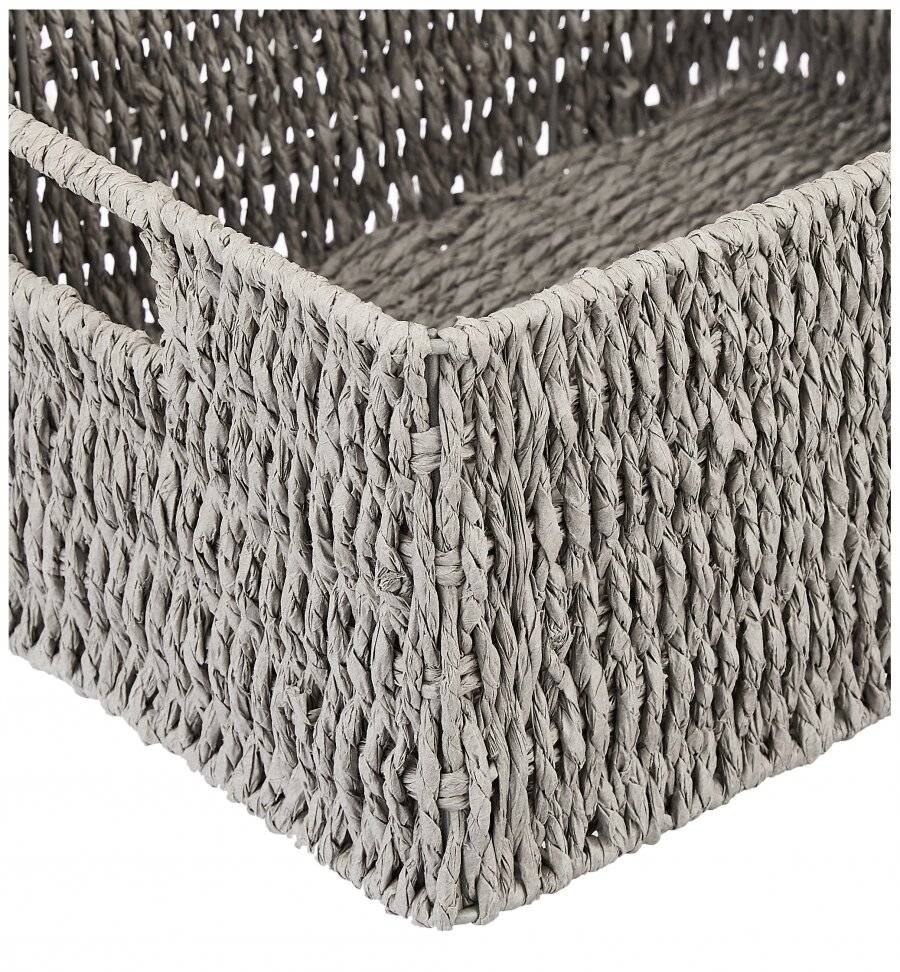 Woodluv Paper Rope Storage Hamper Basket With Lid, Grey, Large