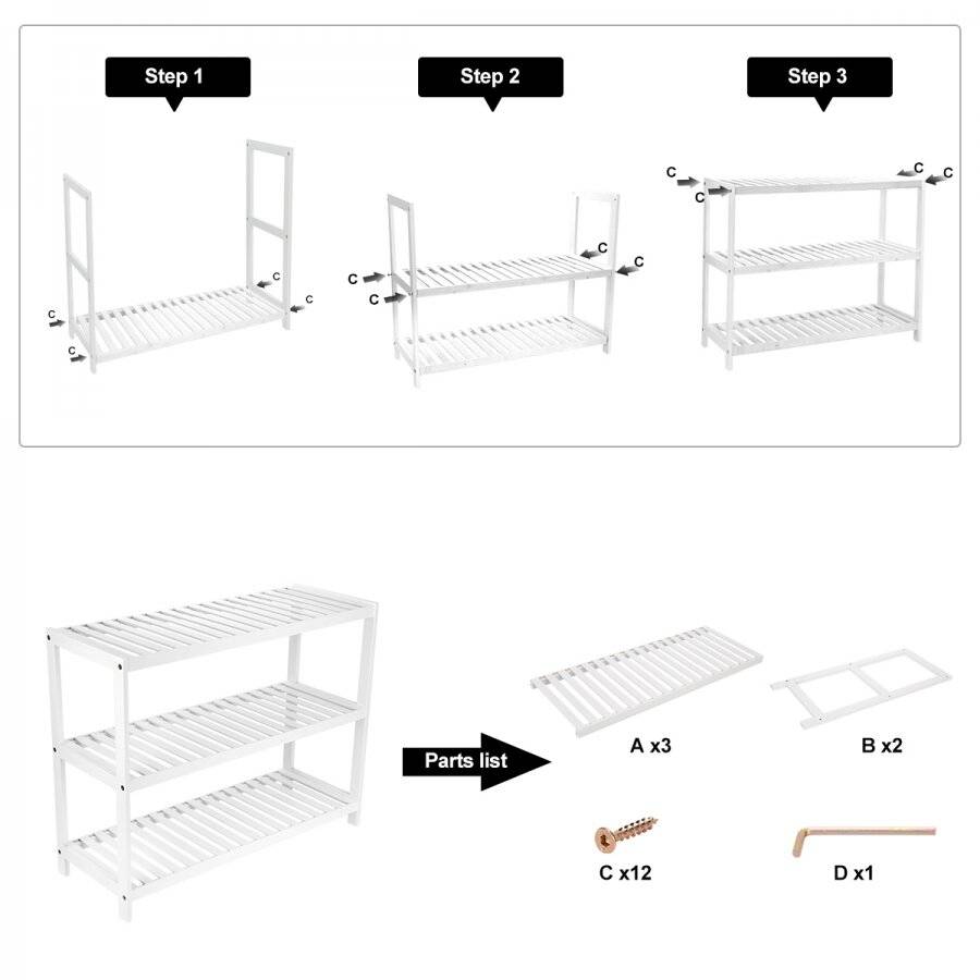 Woodluv Premium Quality 3 Tier Bamboo  Storage Rack
