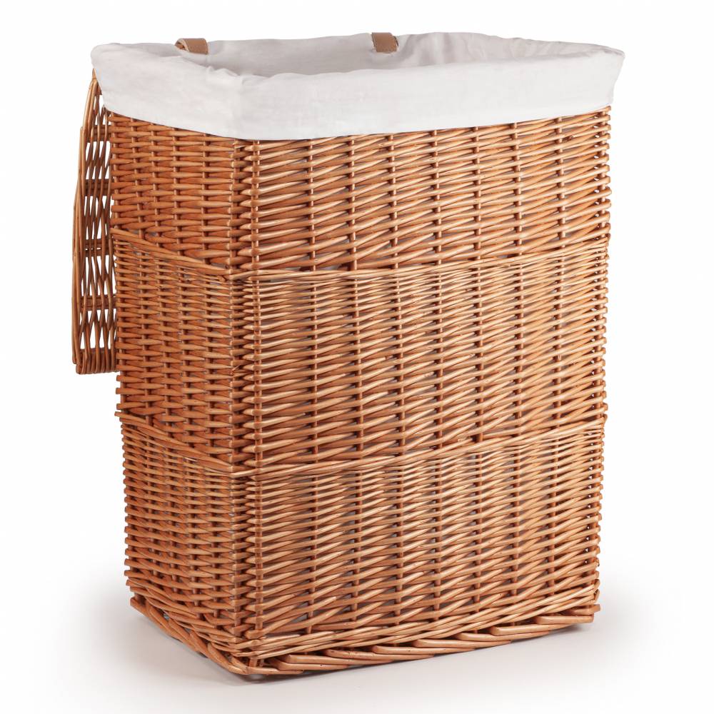 Woodluv Rectangular Brown Wicker Linen Laundry Basket - Large