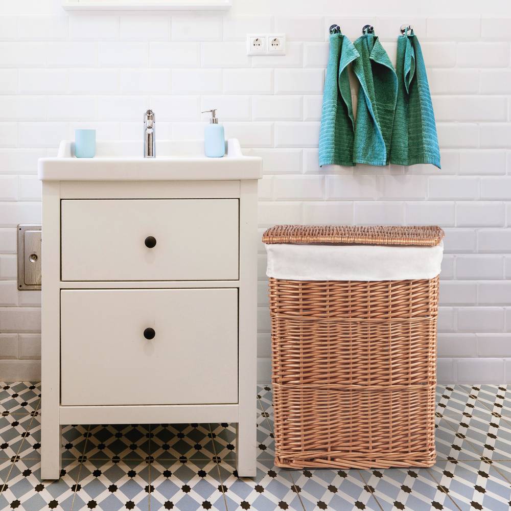 Woodluv Rectangular Brown Wicker Linen Laundry Basket - Medium