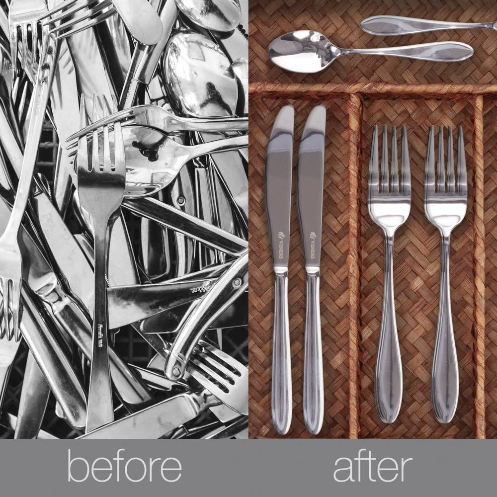 Woodluv Rectangular Seagrass Cutlery Drawer Organizer, Utensil Tray