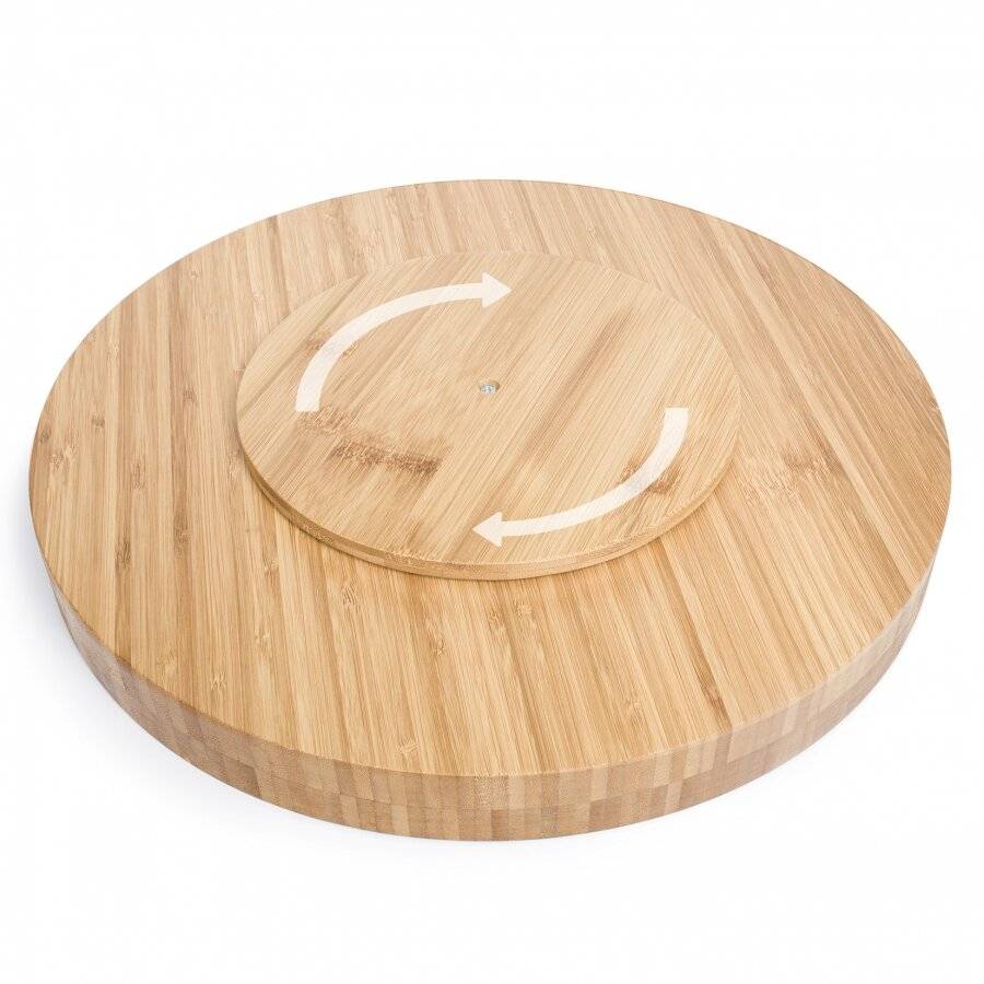 Woodluv Revolving Lazy Suzan Bamboo Tray With 3 Sections