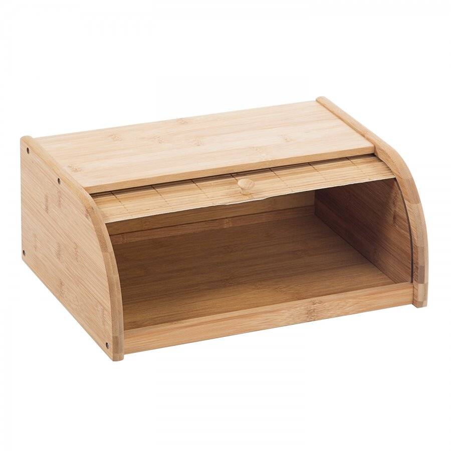 Woodluv Roller Shutter Natural Bamboo Bread Storage Bin