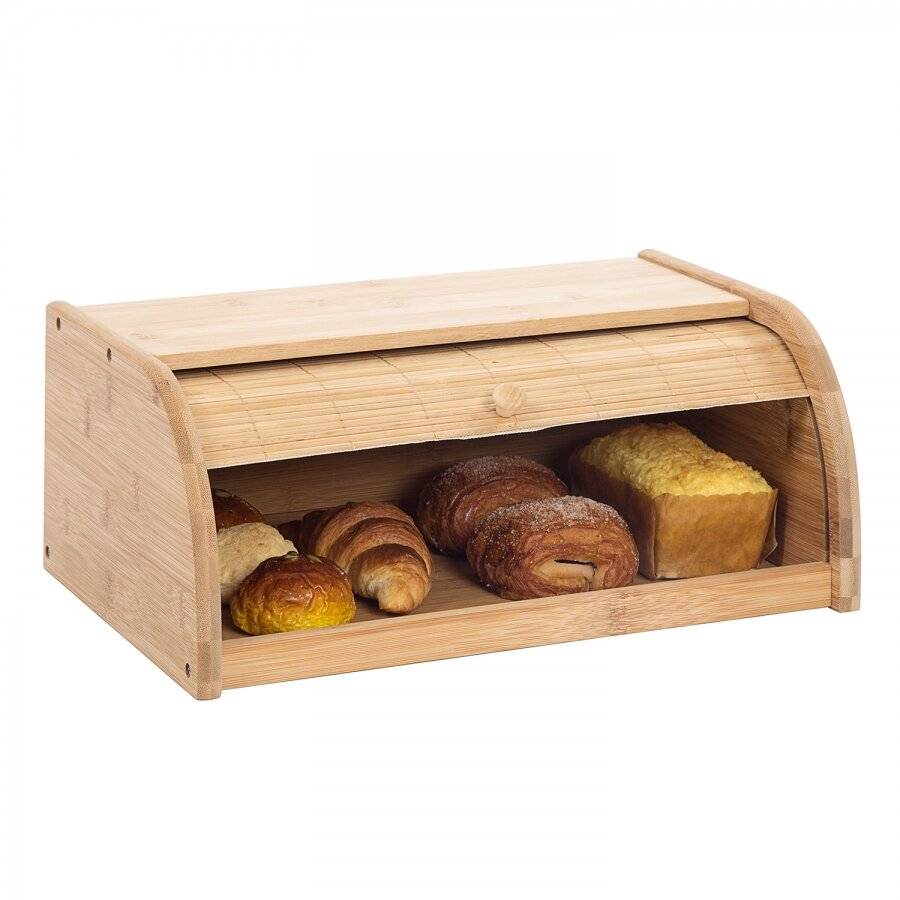 Woodluv Roller Shutter Natural Bamboo Bread Storage Bin