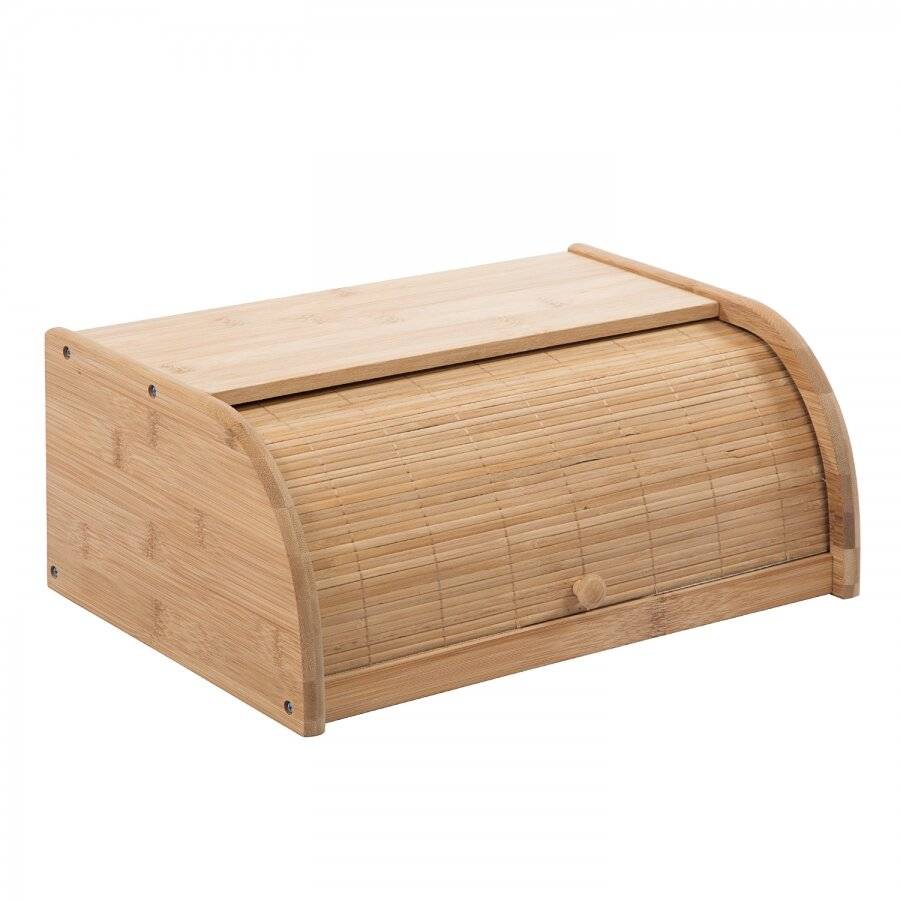 Woodluv Roller Shutter Natural Bamboo Bread Storage Bin