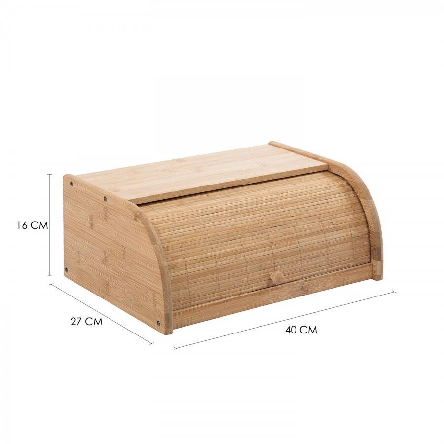 Woodluv Roller Shutter Natural Bamboo Bread Storage Bin