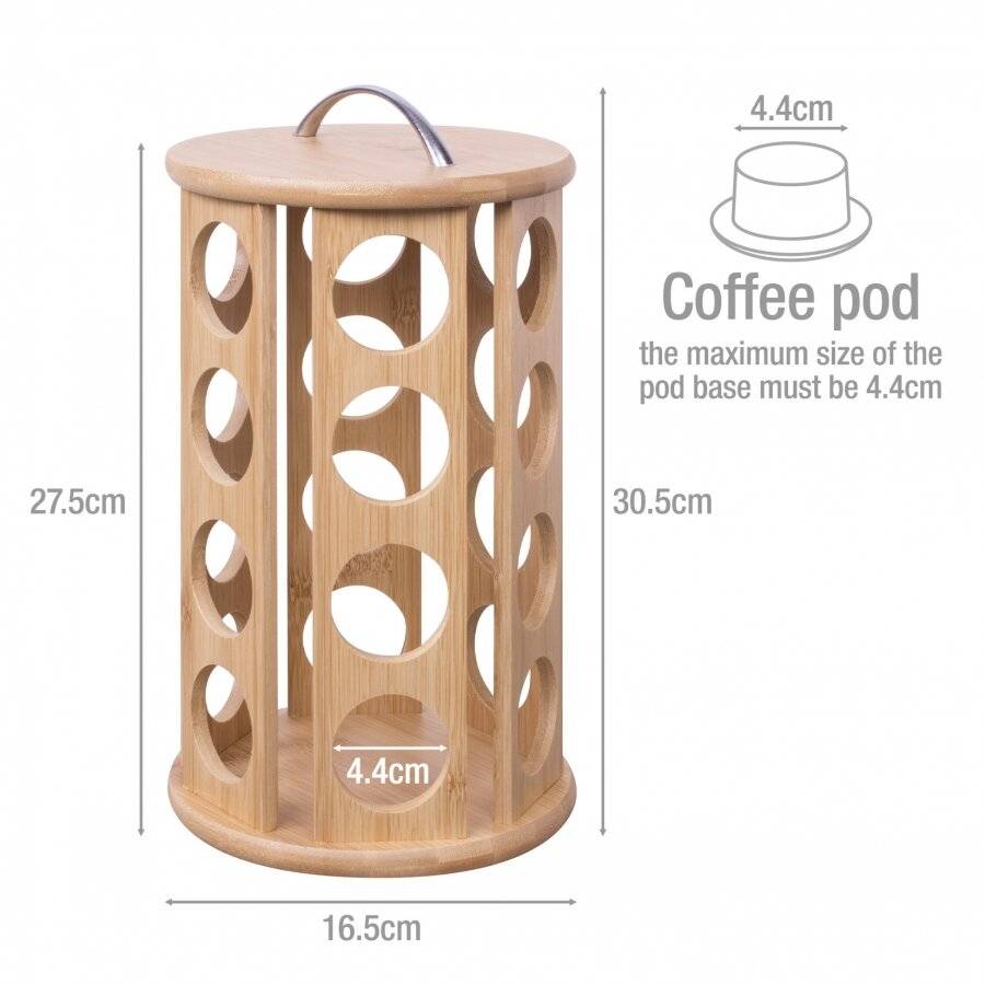 Woodluv Rotating Carousel Bamboo 24 Coffee Pod Organizer